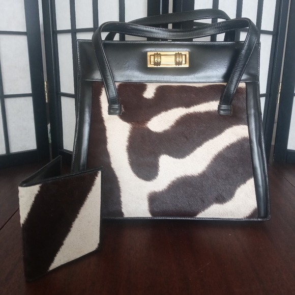 Vintage Zebra Skin Leather Purse And Wallet Set! Amazing Condition! - Picture 1 of 12